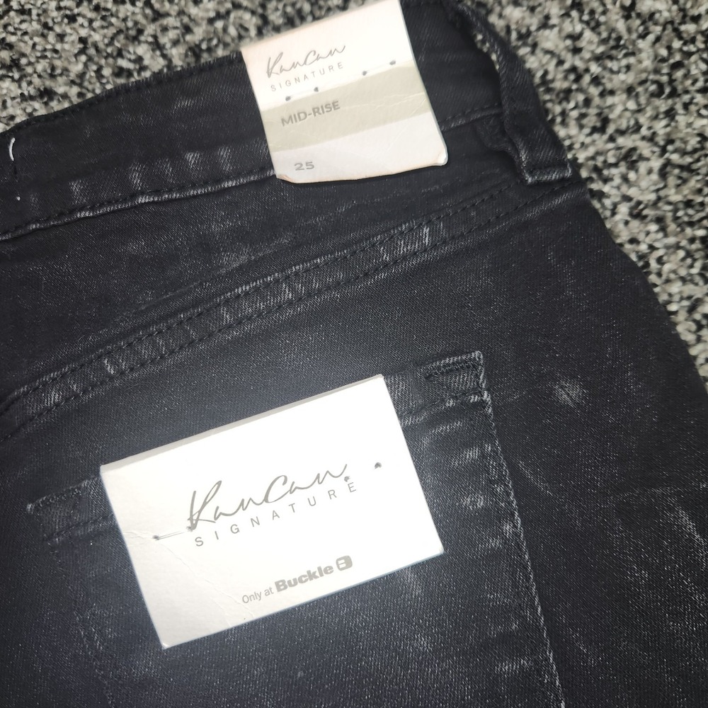 Kancan Black Jean Shorts Button Fly Mid Rise Stretch Destressed Grunge Emo Sz 25 - Picture 8 of 10